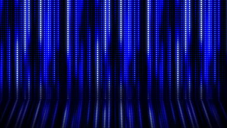 colored bright lines fall down. glowing points. looped abstract animated blue background. screen pixels.