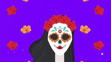 celebración del día de los muertos con el patrón del cráneo y las flores de katrina