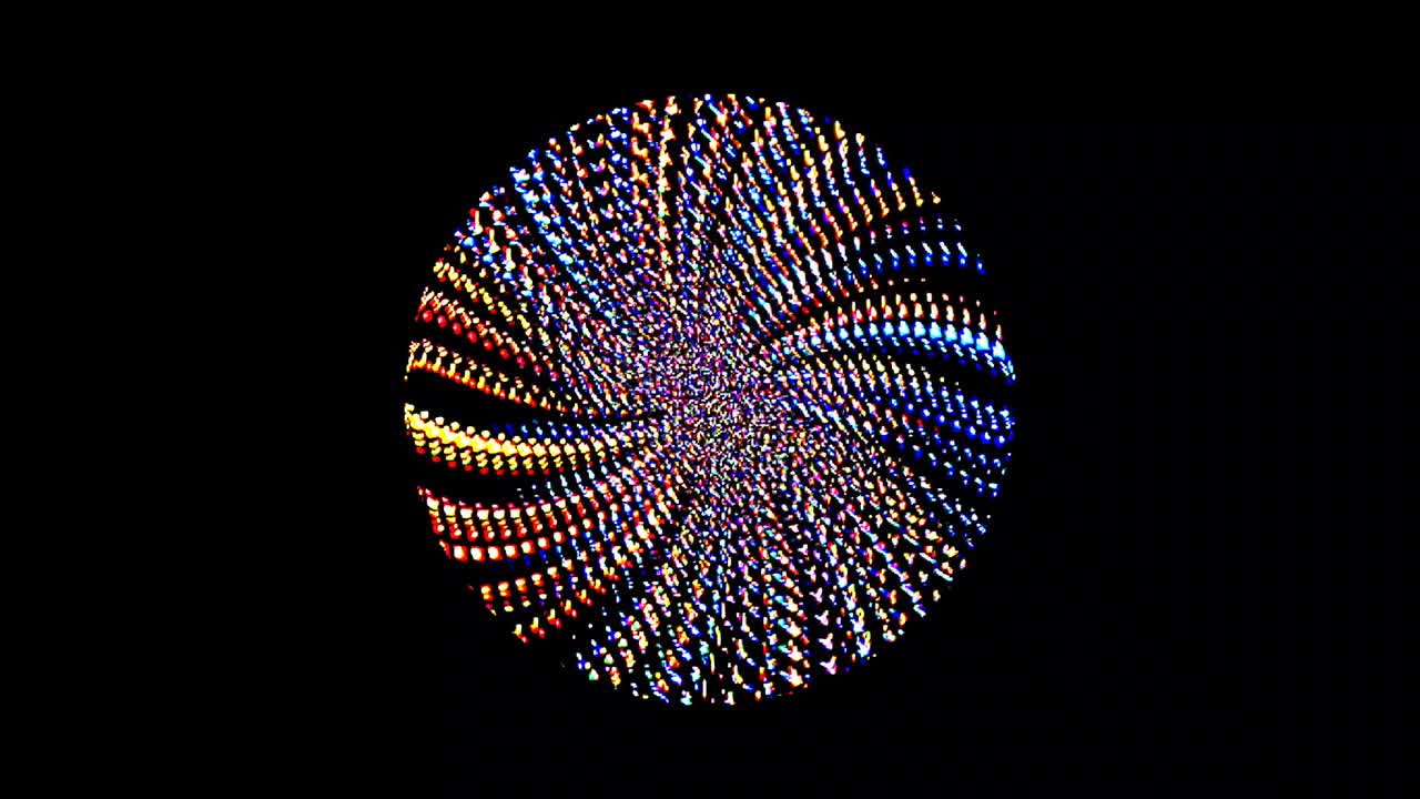 animación de giro suave girando coloridas formas de luz parpadeante, sobre un fondo negro