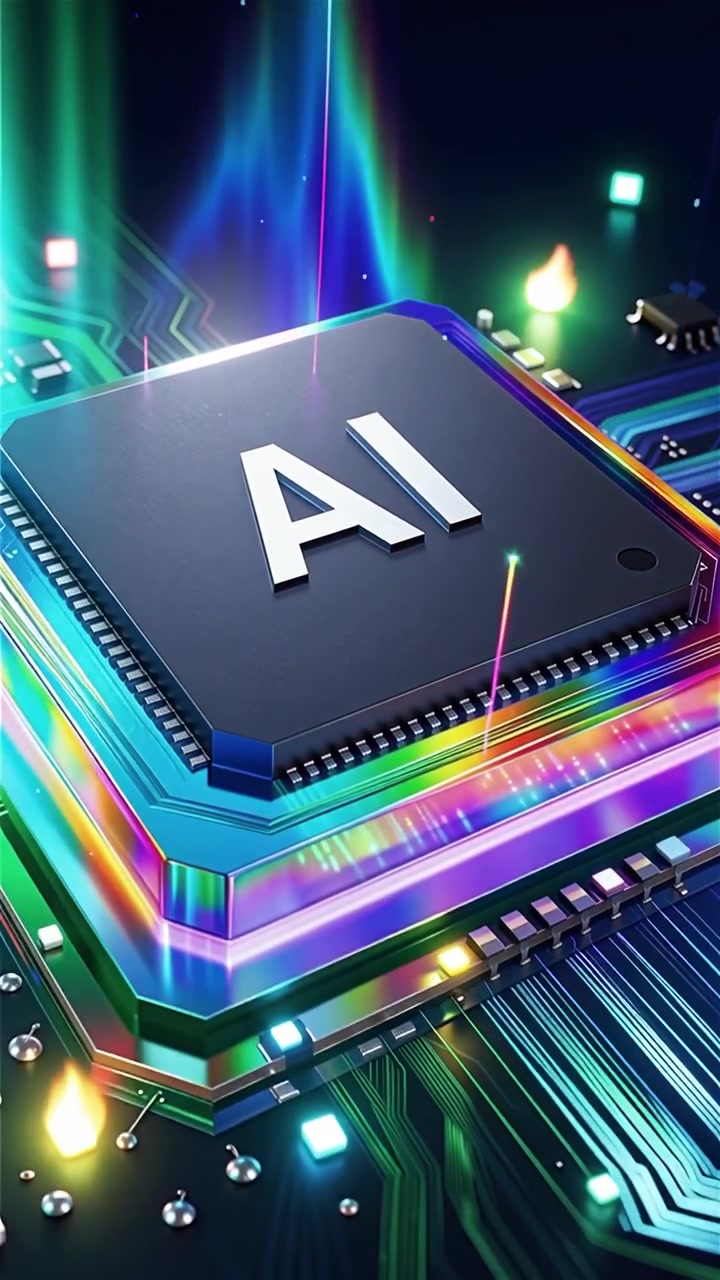 Futuristic AI Chip Motherboard Technology Background