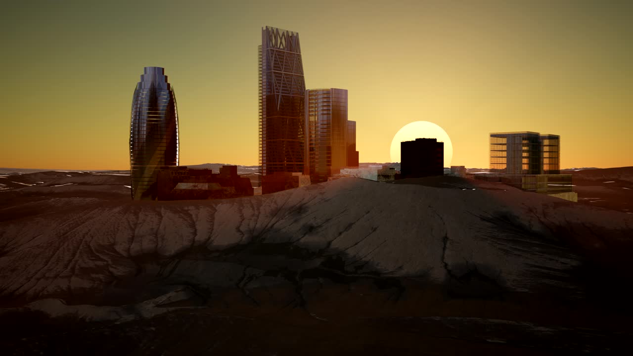 rascacielos de la ciudad en el desierto