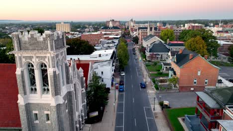 aerial-push-over-hagerstown-maryland-at-sunrise