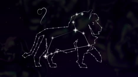 animación del signo de la estrella león con estrellas brillantes
