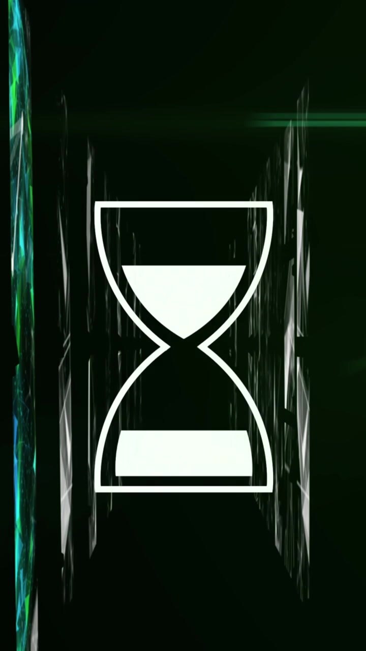Animation of egg timer icon over network of connections