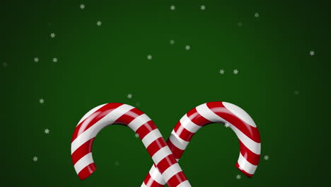 multiple star icons falling over candy cane icon on green background