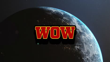 Animation-Von-Wow-Text-über-Dem-Globus