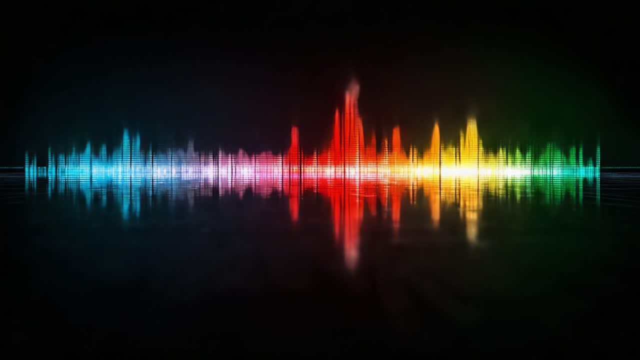 Vibrant Sound Waves: A Stunning Visual Journey Through Colorful Audio Frequencies and Their Reflection on a Dark Background