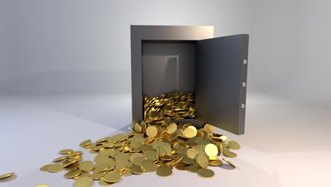 Apertura-De-Bóveda-Segura-Derramando-Monedas-De-Oro-Oro-Valioso-Ganar-4k