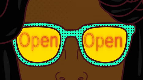 open on comic style glasses