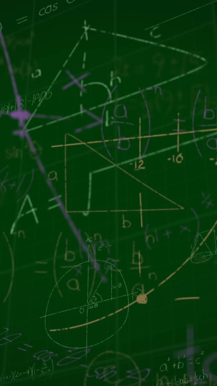 Animazione di elaborazione dati matematici su sfondo verde