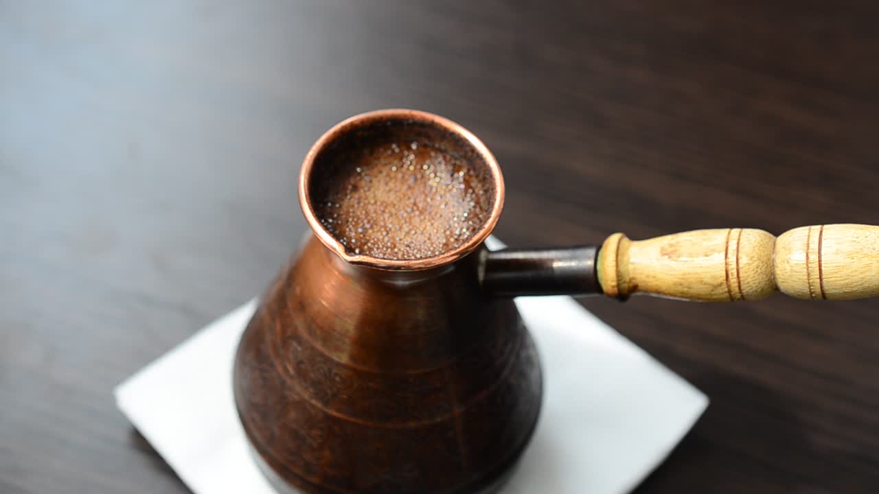 Coffee is made in Gezve. Gezve and fragrant coffee