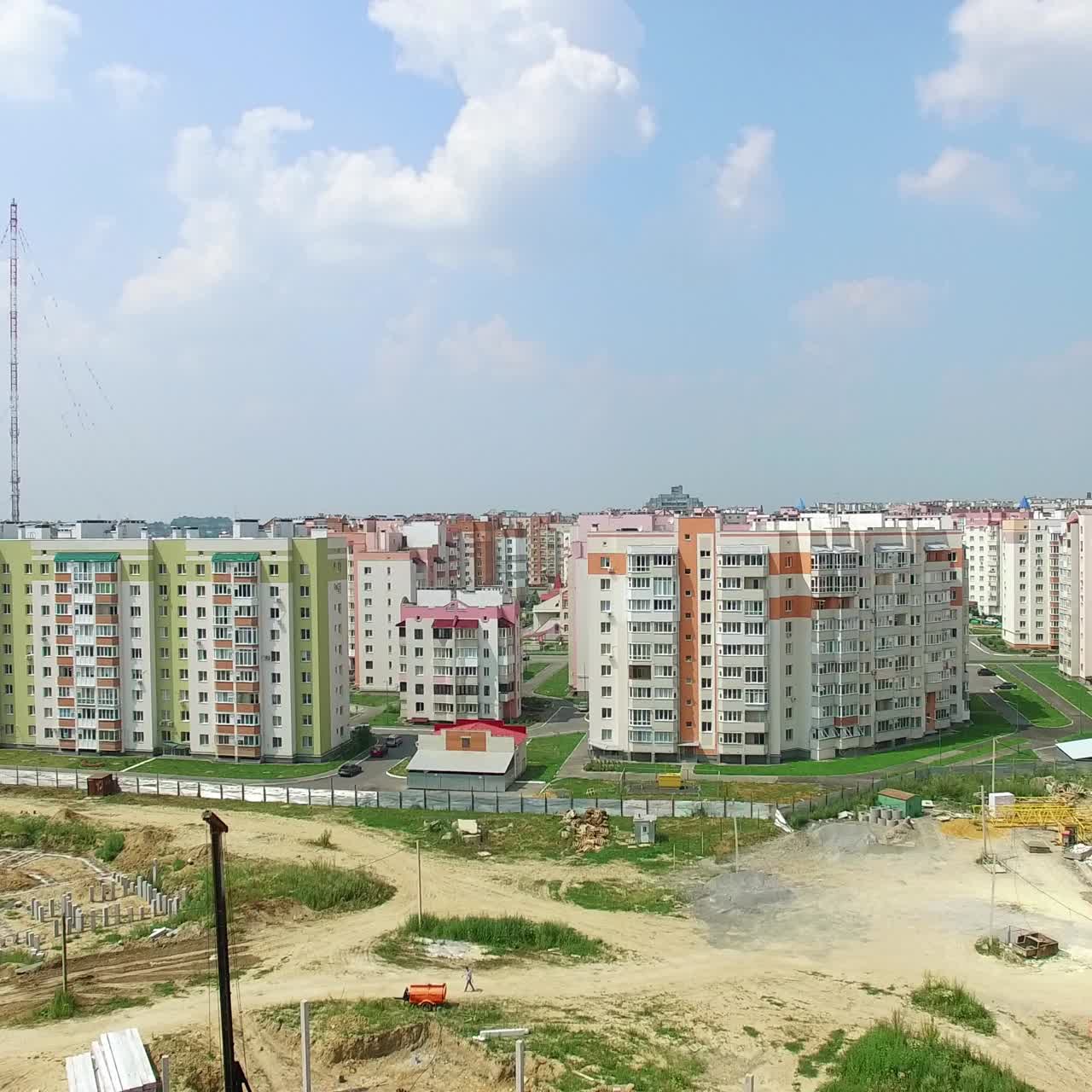 a large territory for the construction of modern high-rise buildings of the new part of the city. Aerial view