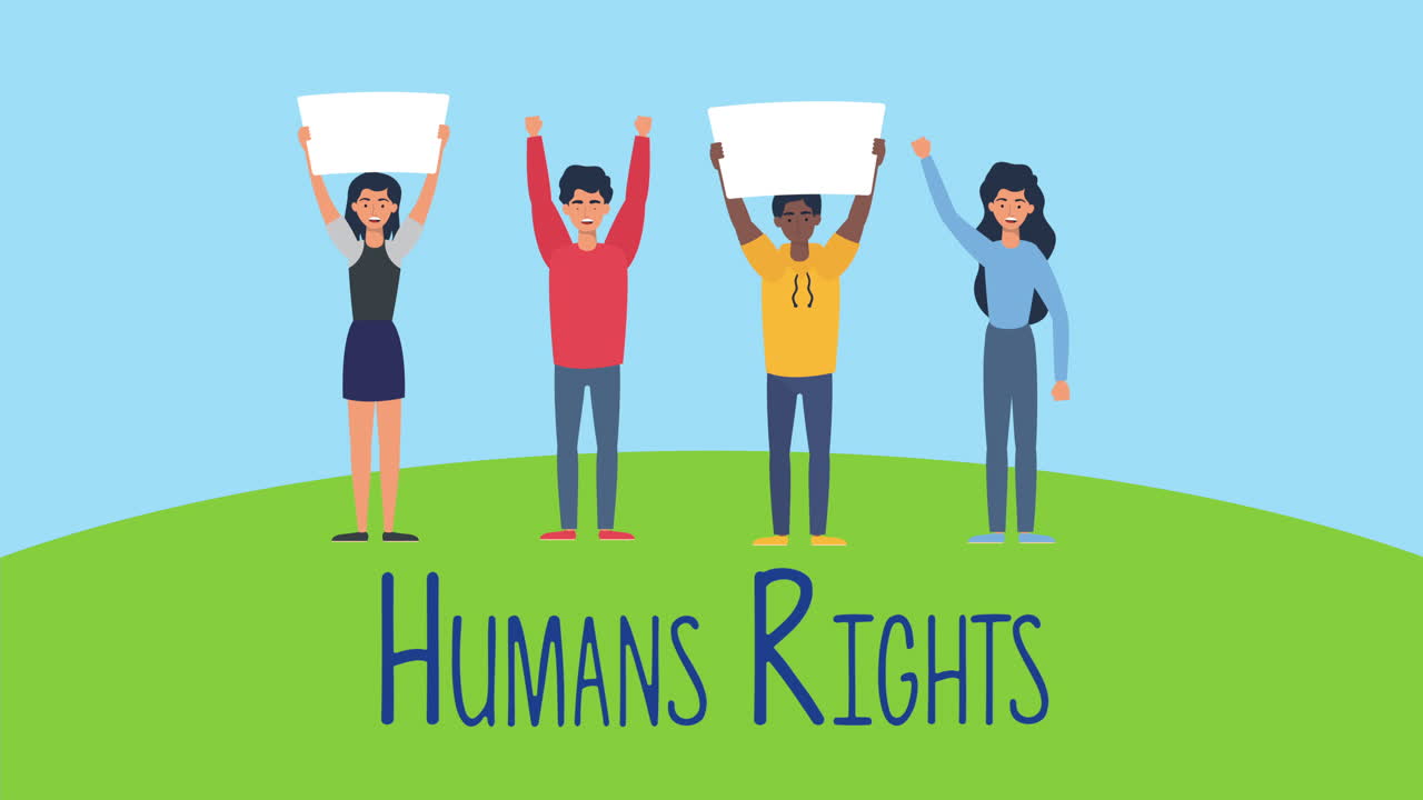 항의하는 젊은이들 애니메이션 캐릭터