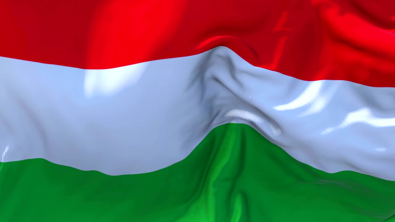Bandera de Hungría Ondeando al Viento Animación a Cámara Lenta. Bandera con Textura de Tela Realista 4K Ondeando Suavemente en un Día Ventoso Fondo de Bucle Continuo sin Interrupciones