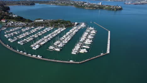 Moorings-At-Bayswater-Marina-Across-Waitemata-Harbour-In-Auckland,-North-Island,-New-Zealand