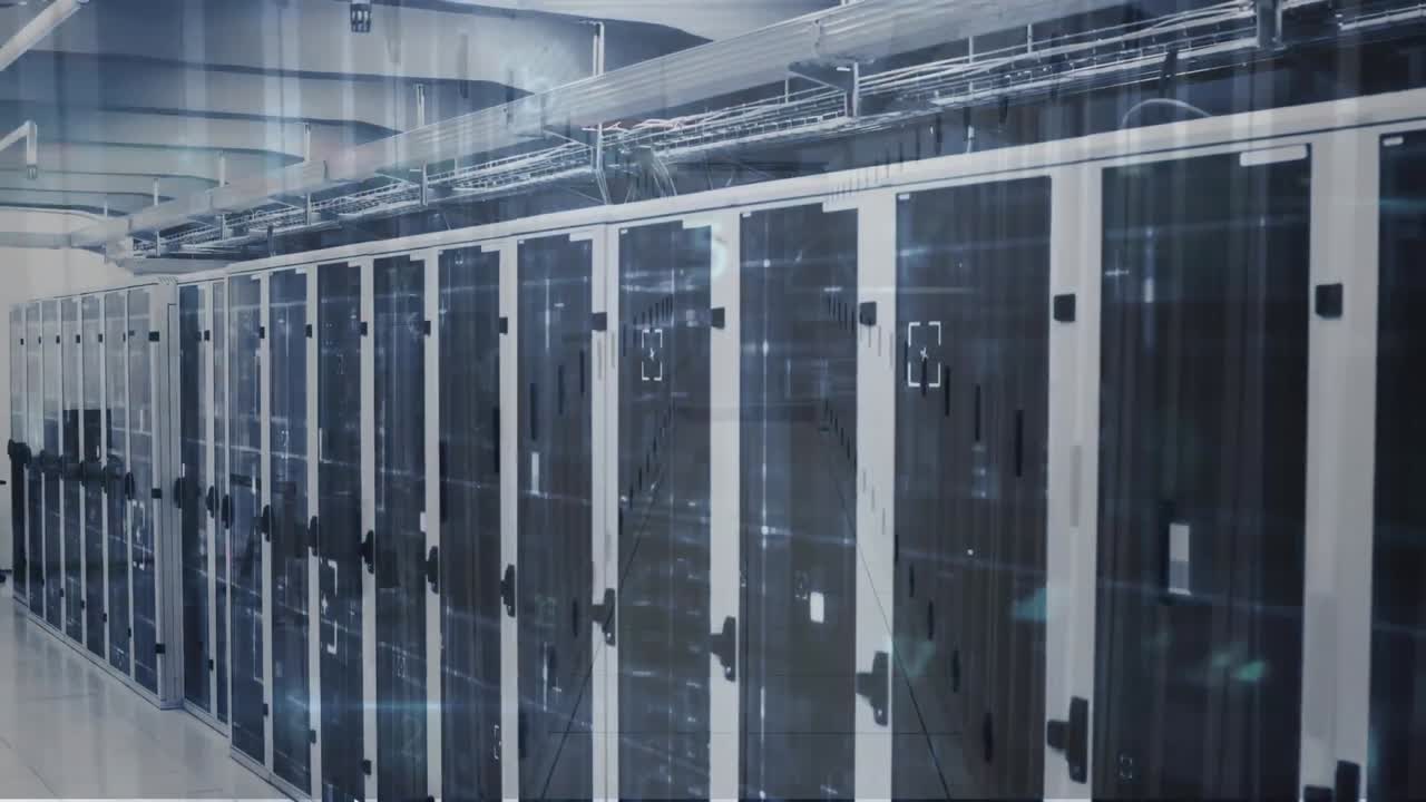 animación del procesamiento de datos a través de servidores informáticos