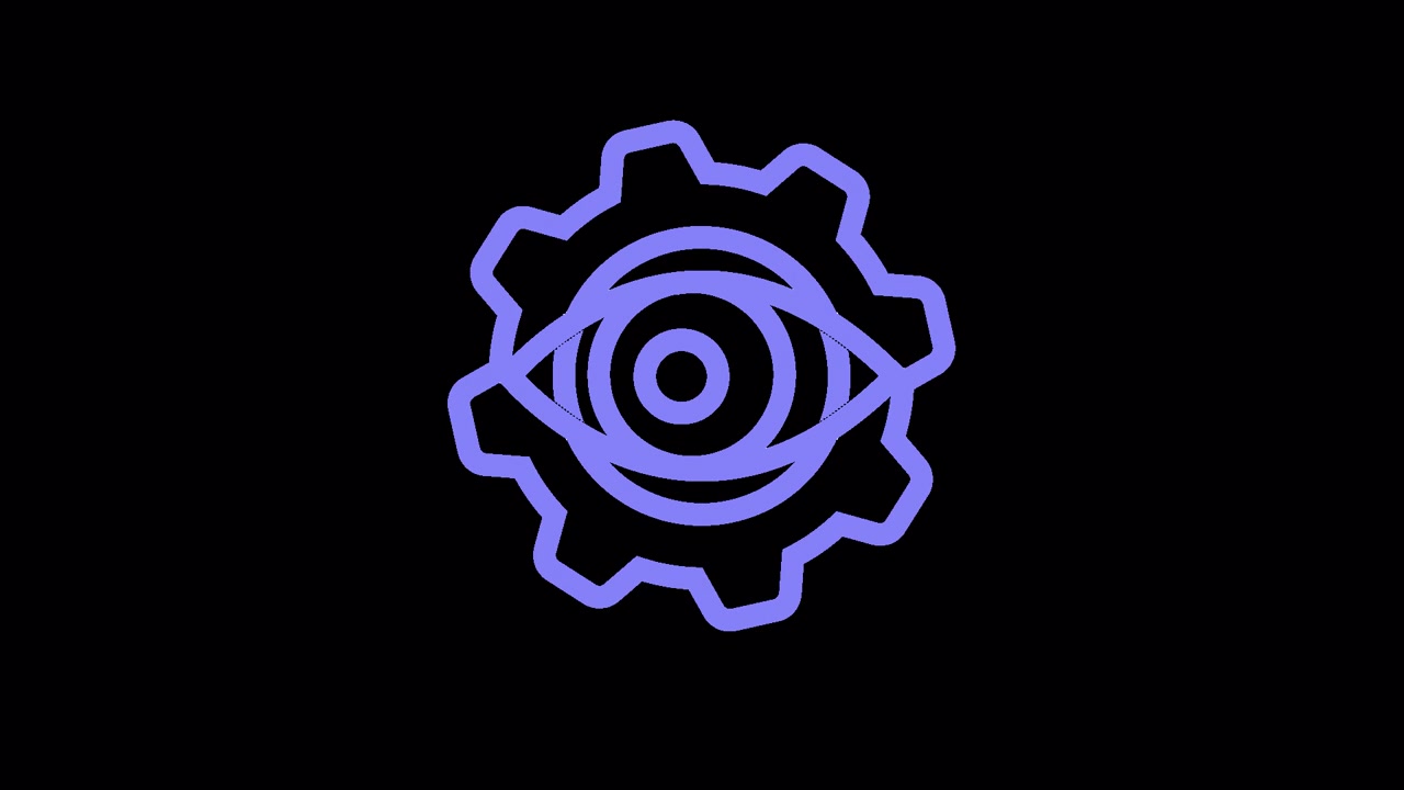 Animated Purple Gear with Blinking Eye Icon