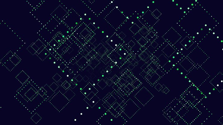 Motion futuristic squares on blue space