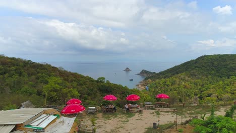 vista aérea de una playa de una isla tropical