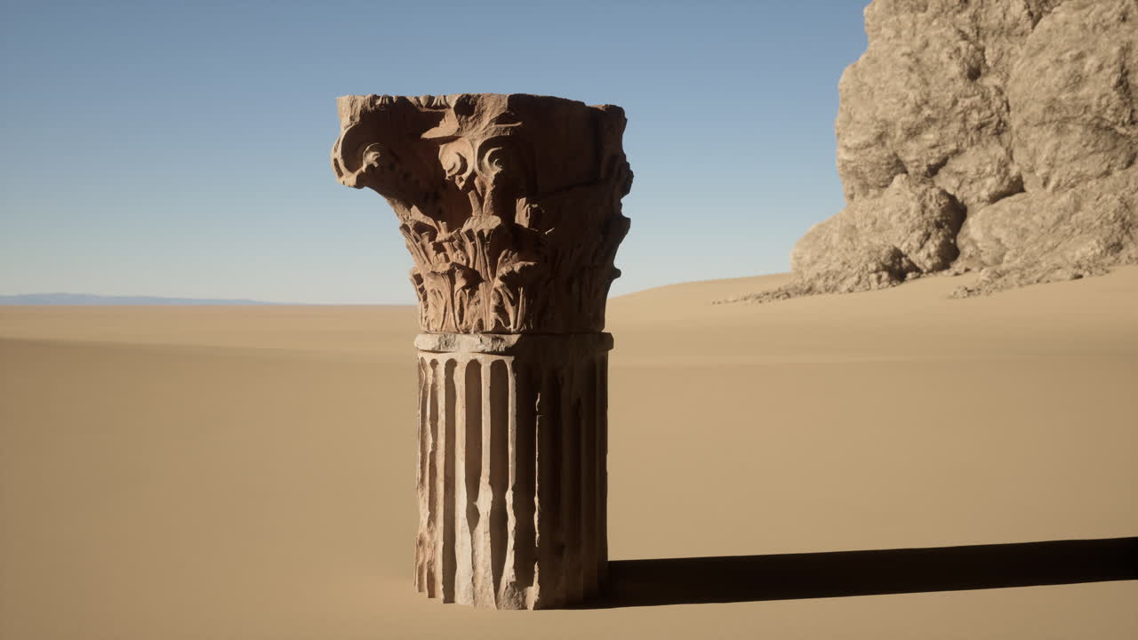 antigua columna de piedra en un desierto