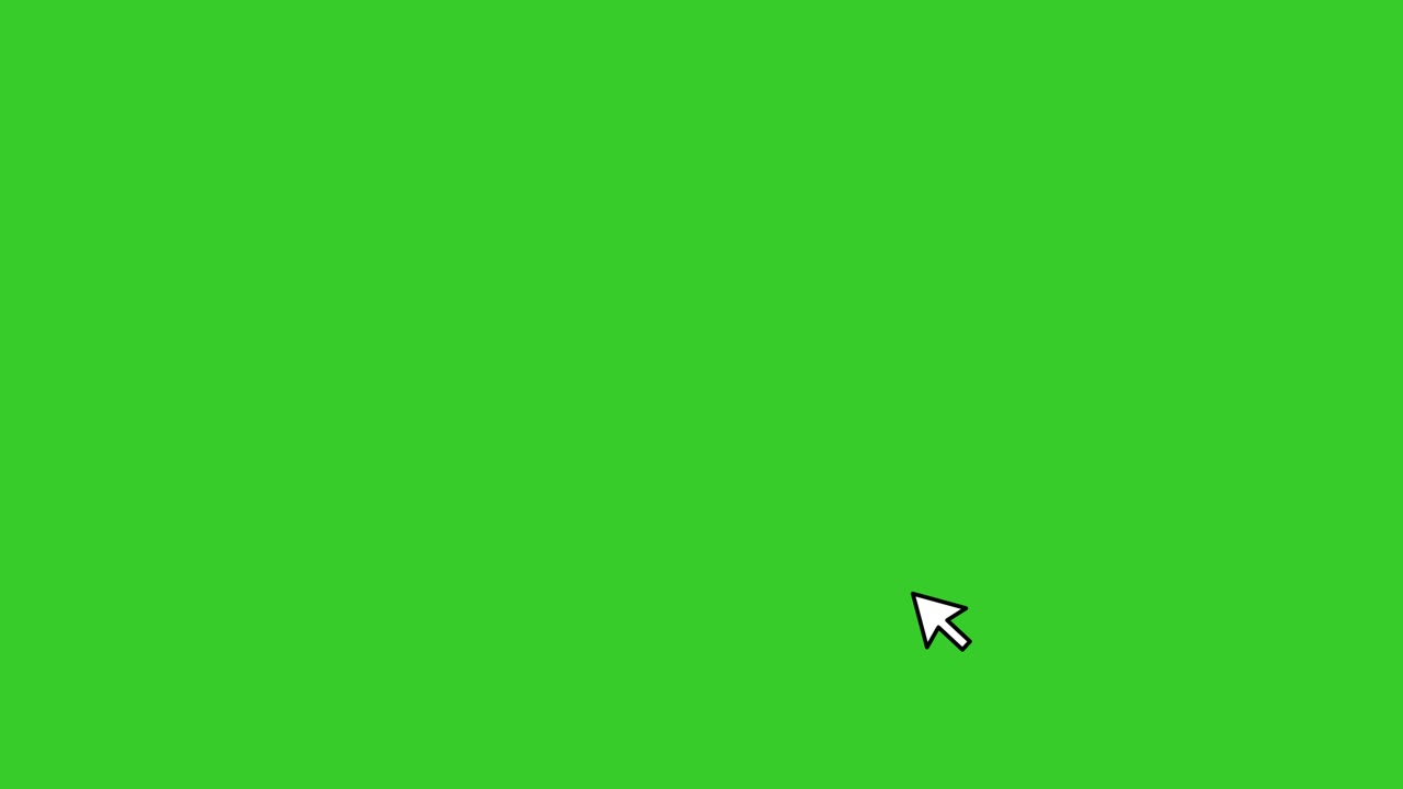 Mouse pointer cursor click press animation isolated on green background