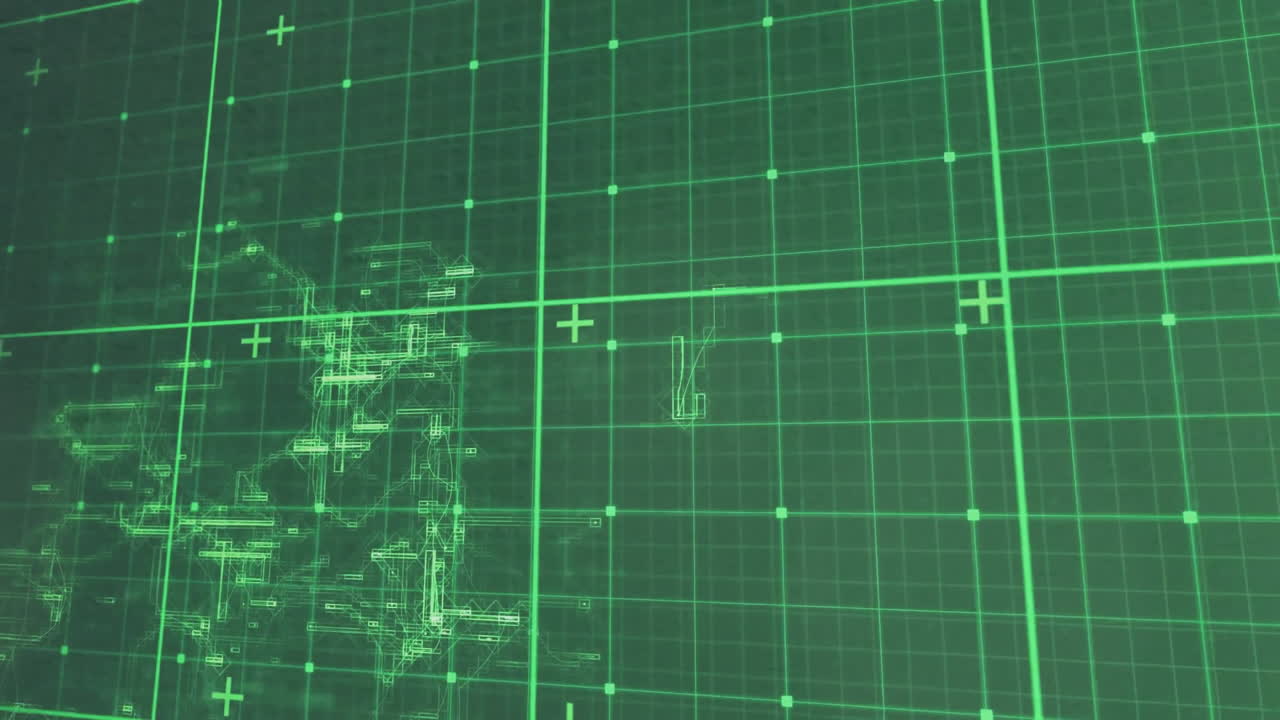 그리드 라인 및 디지털 데이터 포인트, 미래 데이터 분석 애니메이션