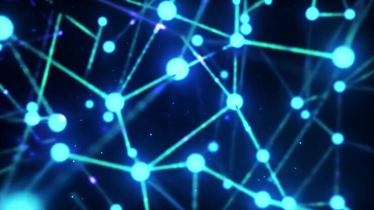 Abstract Digital Network Connection with Glowing Blue Nodes
