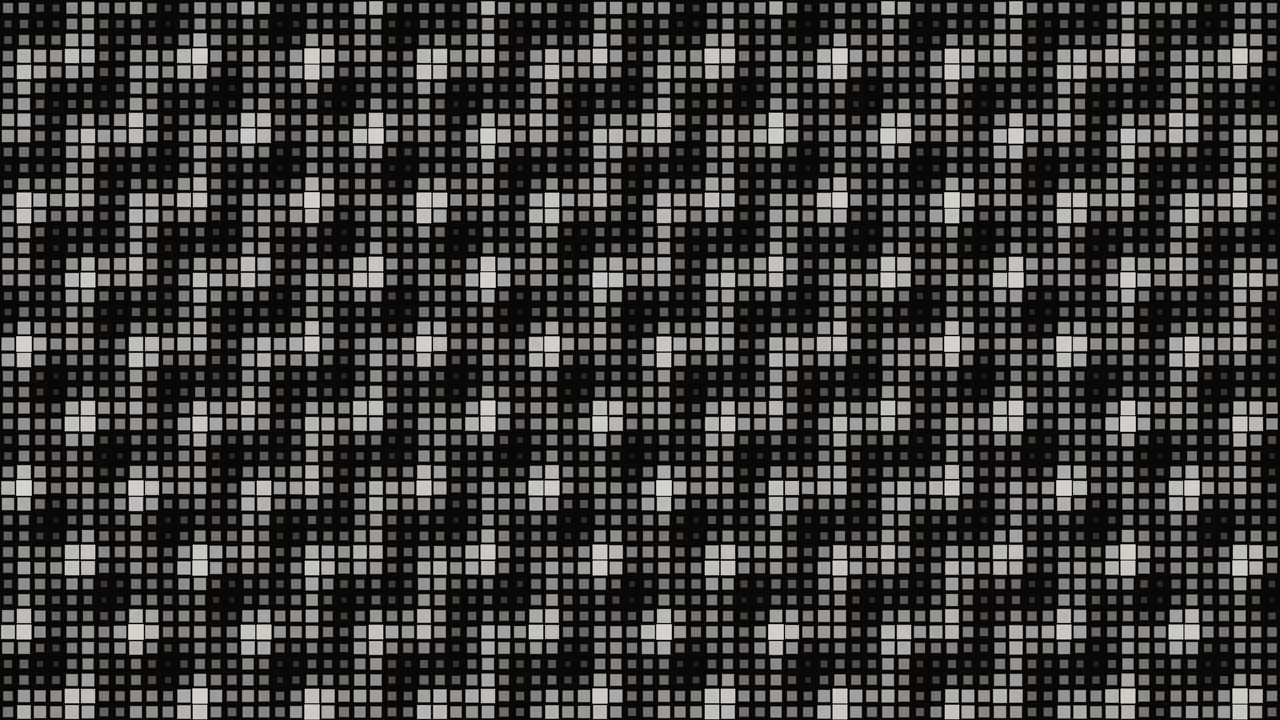 Minimalistisk monokrom gitteranimation af blinkende firkanter. Fantastisk til baggrundsprojektion, retro gaming-temaer og tech-visualiseringer