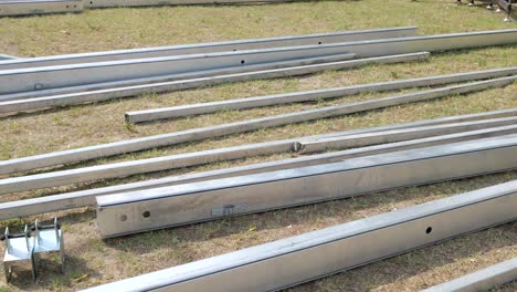 steel bars and poles for building parts of an outdoor concert stage in kunfeherto, hungary