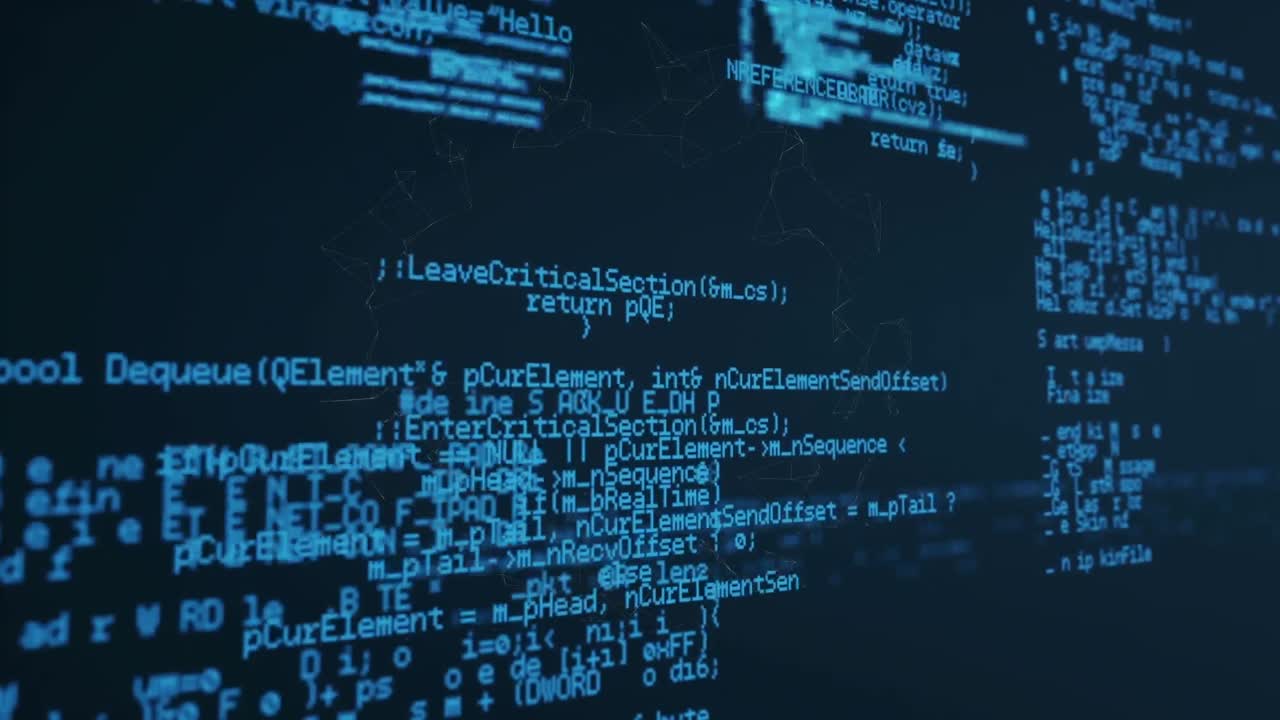 animación del procesamiento de datos digitales en pantallas