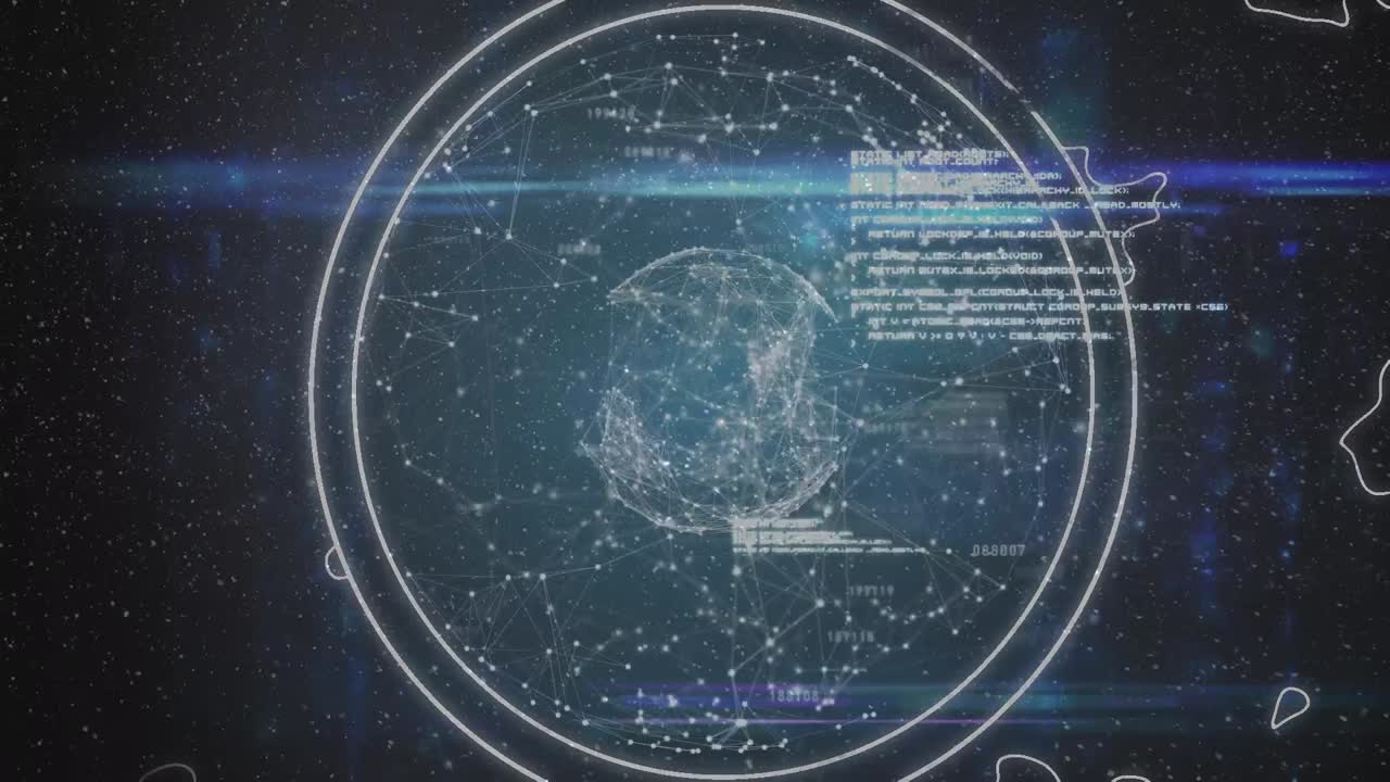 animación de la red de conexiones y procesamiento de datos en todo el mundo