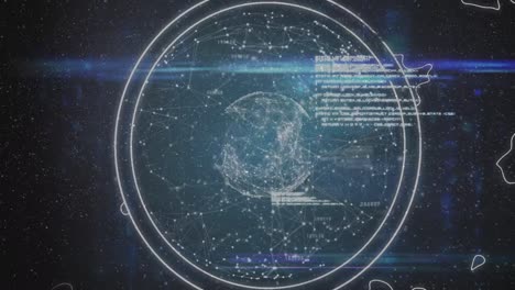animación de la red de conexiones y procesamiento de datos en todo el mundo
