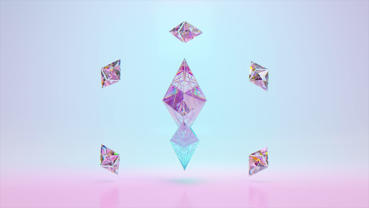 추상적인 iridescent 결정