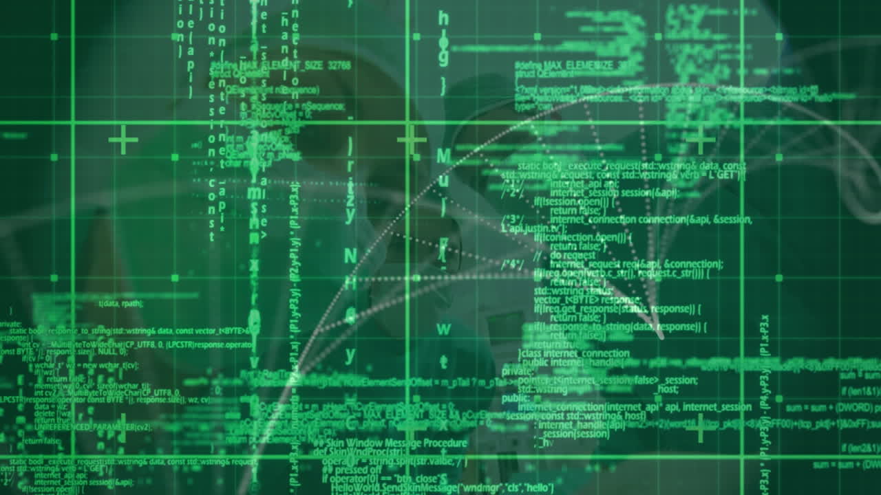 animazione dell'elaborazione dei dati sui chirurghi caucasici durante l'operazione