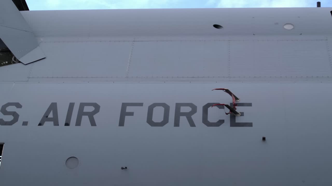United States Air Force Letters on the Fuselage of a C-5 Cargo Plane