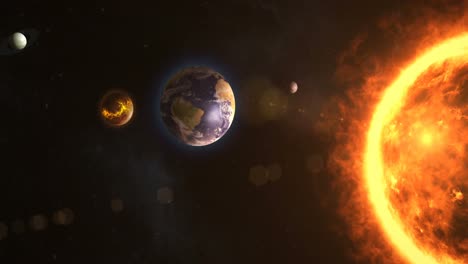 sistema solar con sol y planetas