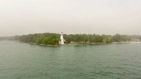 Fog-at-Marblehead-Lighthouse-Aerial-4K