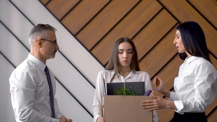 Two Co Workers Comforting Another Employee Because Of Her Resignation