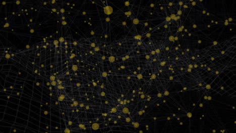 animation of yellow nodes connecting by web of lines on black background