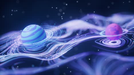 outer space planet with wave pattern background, 3d rendering.