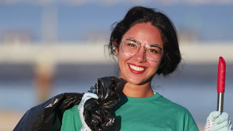 happy volunteer smiling at camera