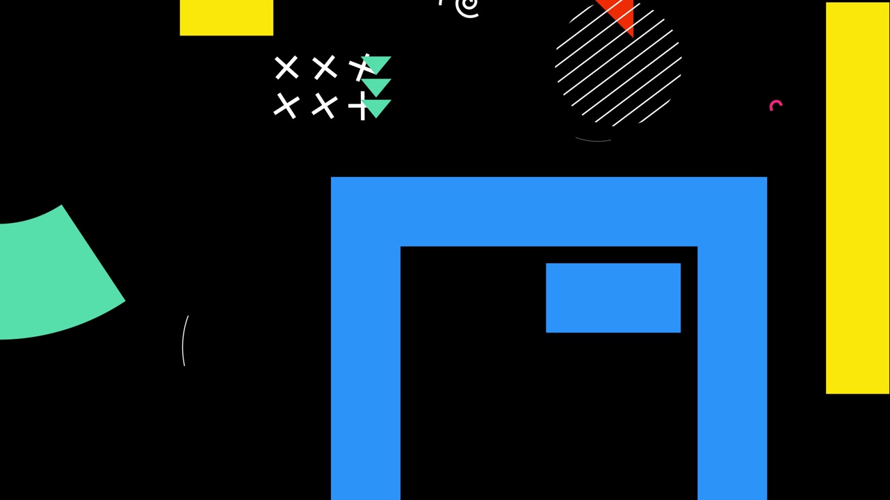Dynamic Animation of Colorful Geometric Shapes on Black Background