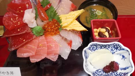 beautiful fish sashimi dishes set props display in japanese restaurant, nagoya, japan