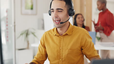 Businessman,-documents-or-call-center-computer