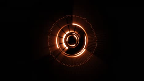 Animation-of-hypnotic-motion-of-glowing-orange-concentric-circles