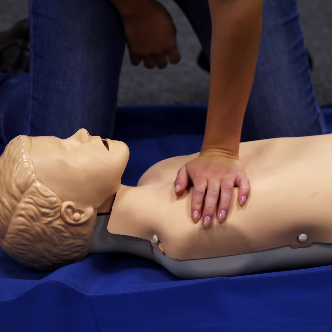 Training dummy used by paramedic trainees. Special dolls for medical traynings. Medical concept video
