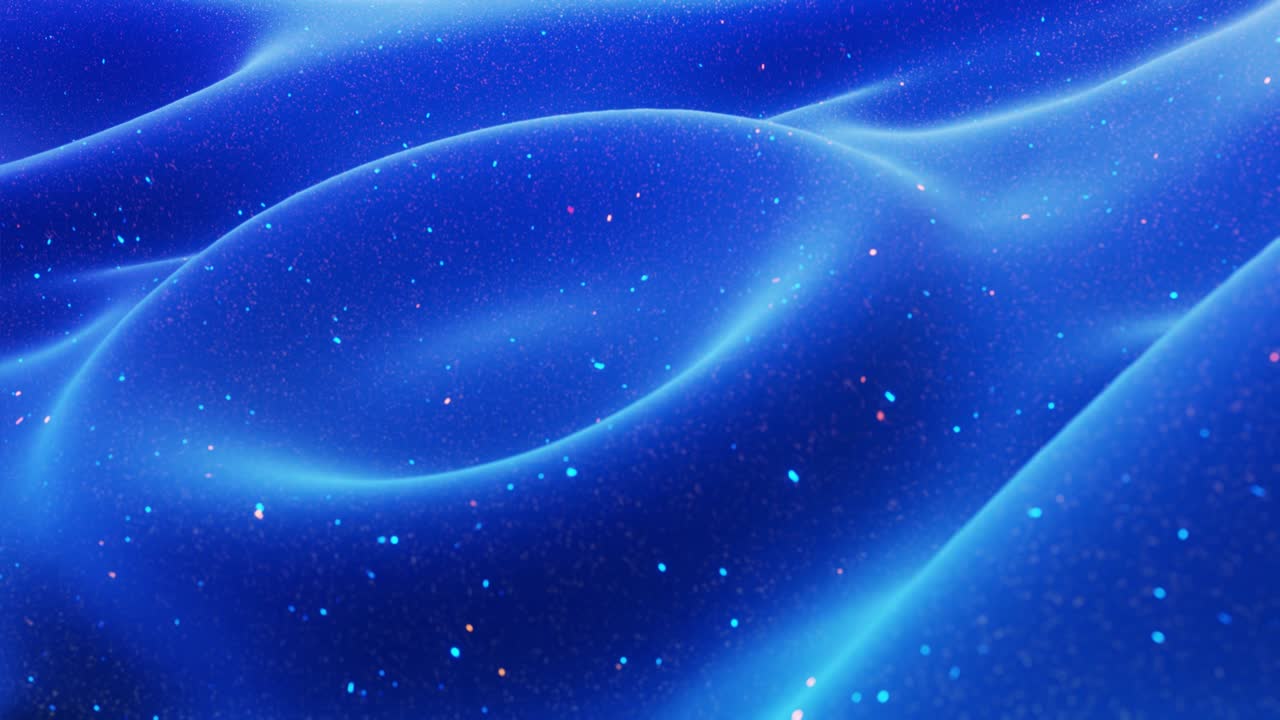 fantastical festive blue bg. Stylish abstract looped background, waves move on matt surface like landscape made of liquid blue wax with sparkles. Beautiful soft background with smooth animation 4k