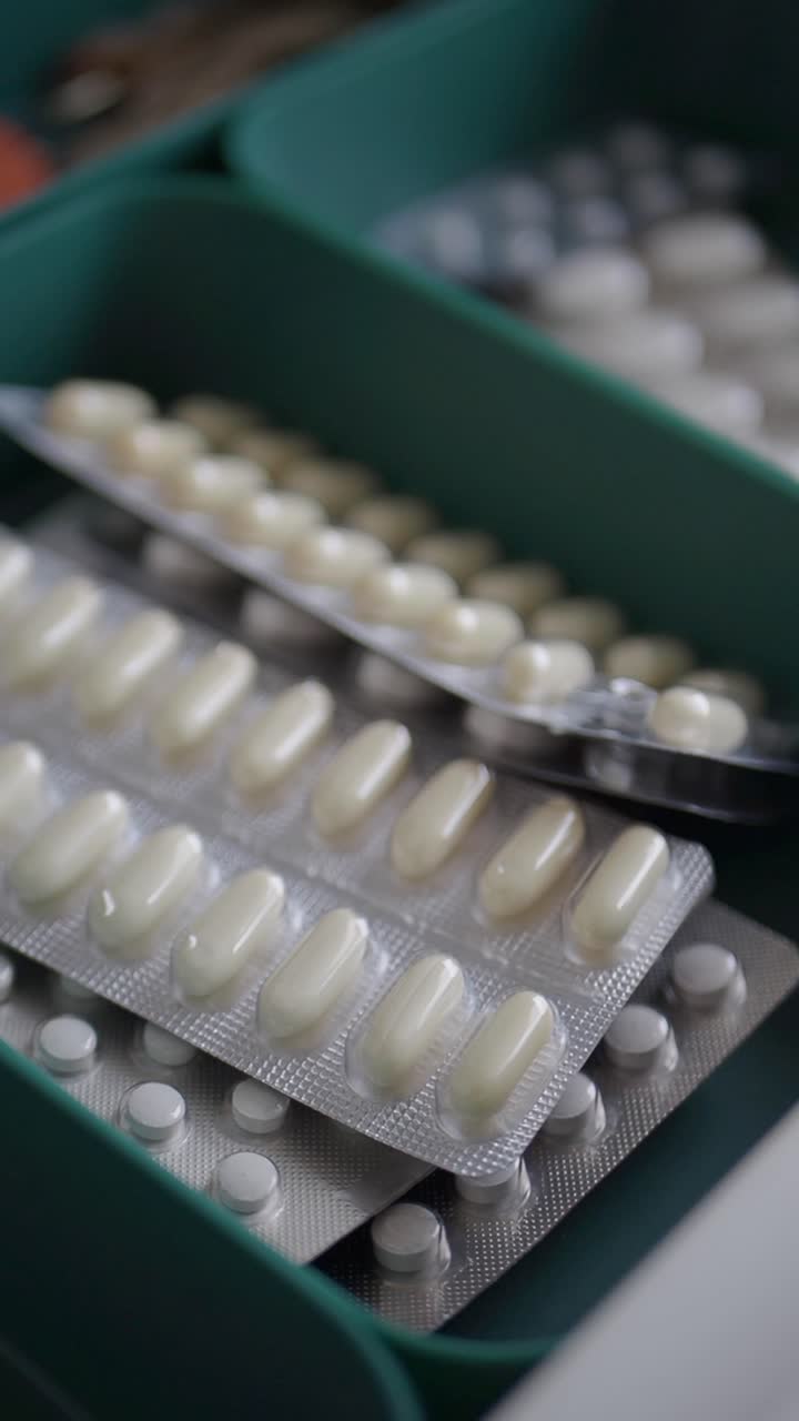 Close-up of Various Pills and Capsules in Blister Packs