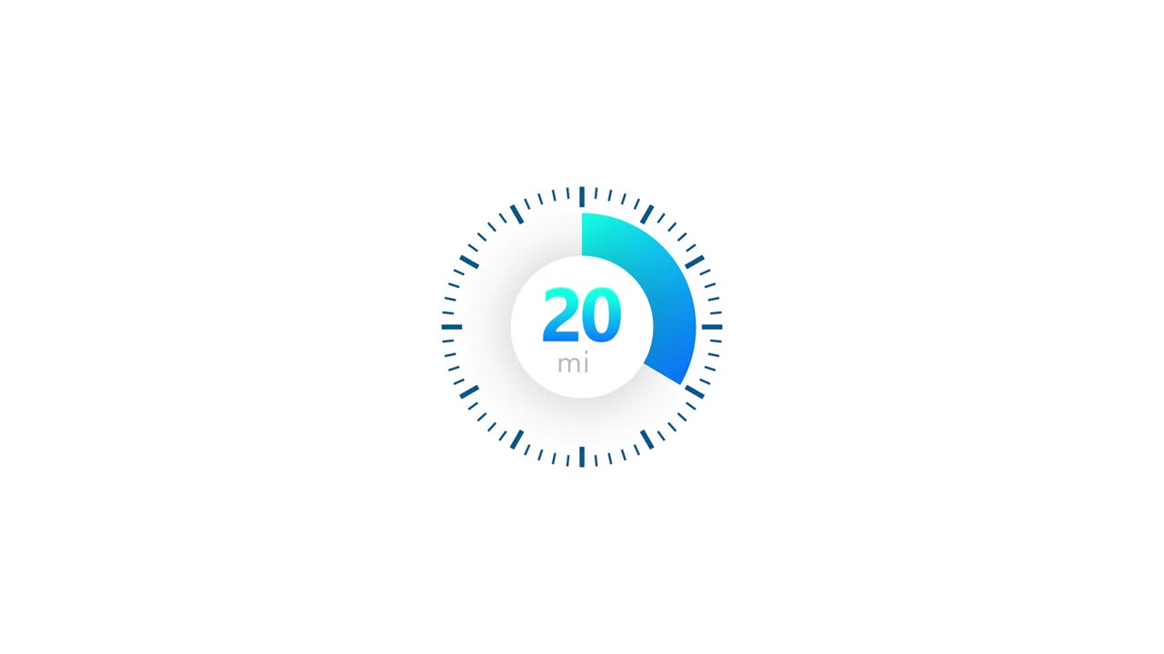 The 20 minutes timer. Stopwatch icon in flat style. Illustration.
