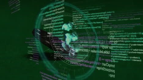 animación del procesamiento de datos sobre el símbolo del dólar y el chip.